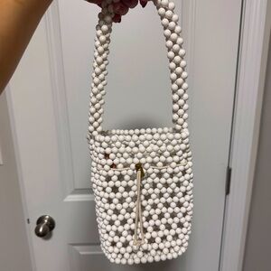 NWT white beaded beach mini purse